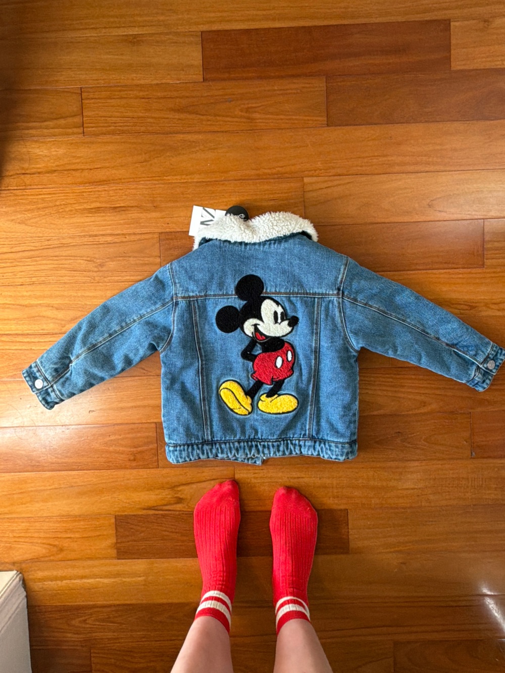 Zara Kids Fleece Lined Mickey Mouse Disney Denim Jacket 3-4y NWT🖤